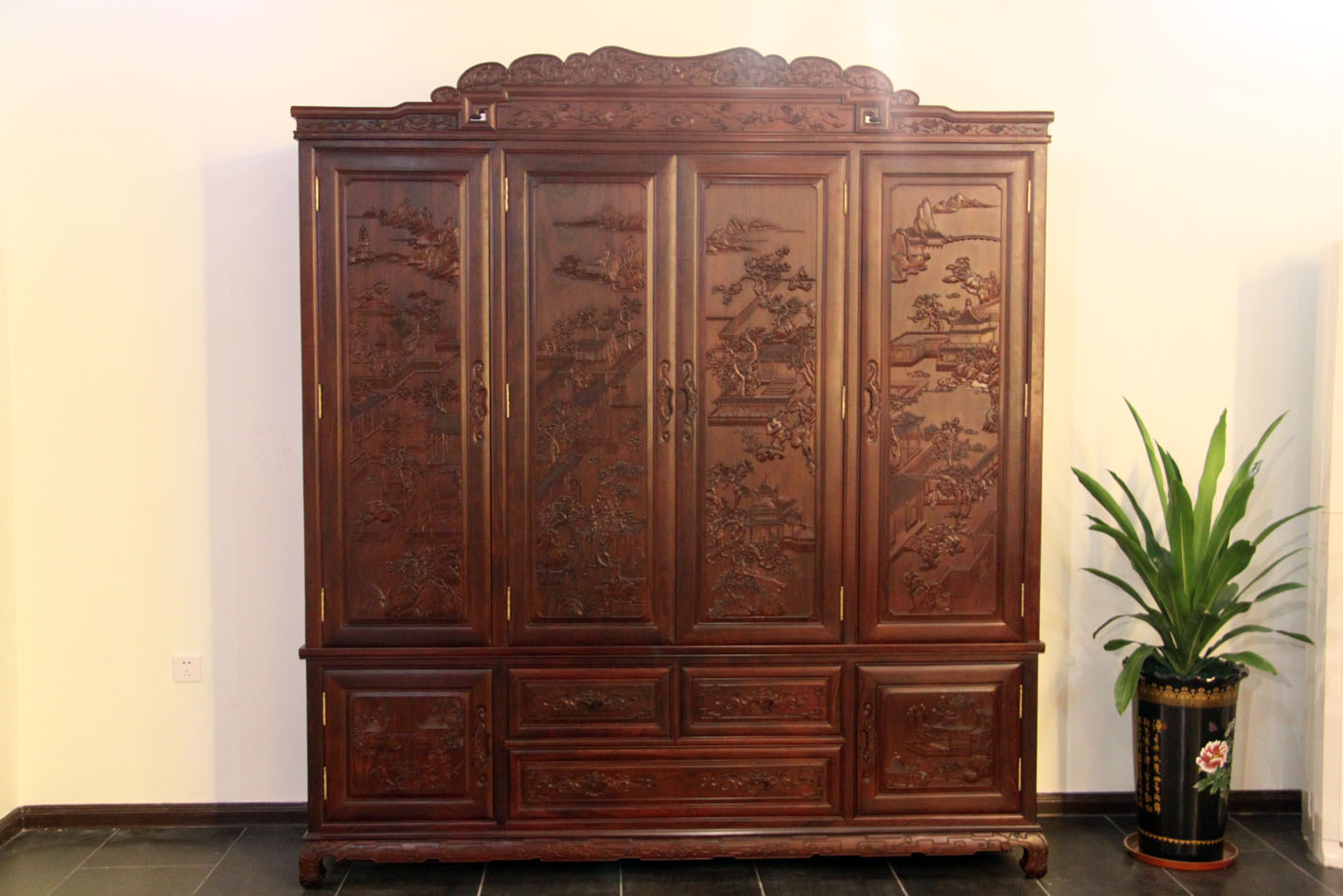 福禄寿系列-福禄寿衣柜(红酸枝)