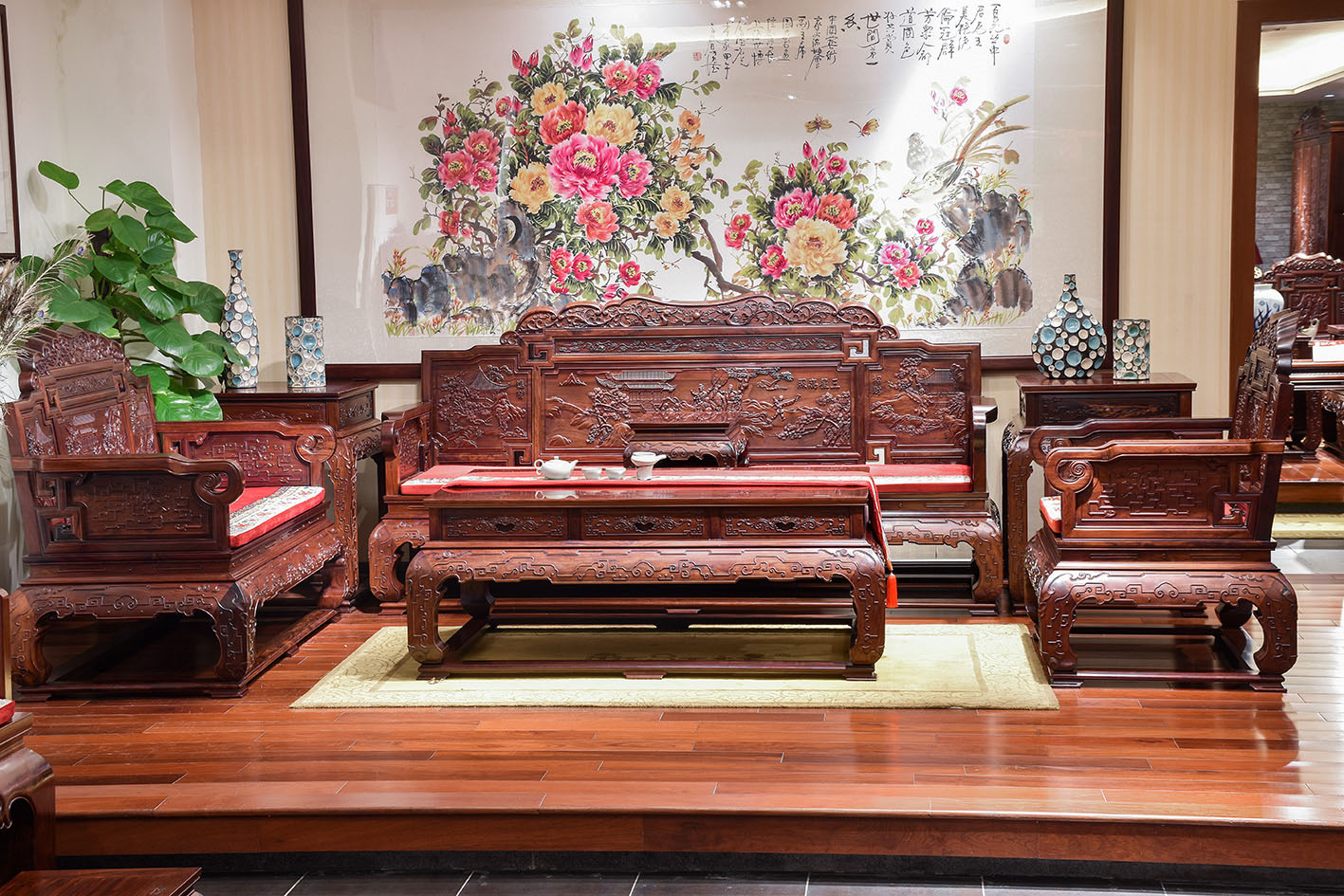 福禄寿系列-福禄寿沙发6件套(红酸枝)