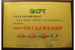 2009年，荣获中国十大古典家具品牌
